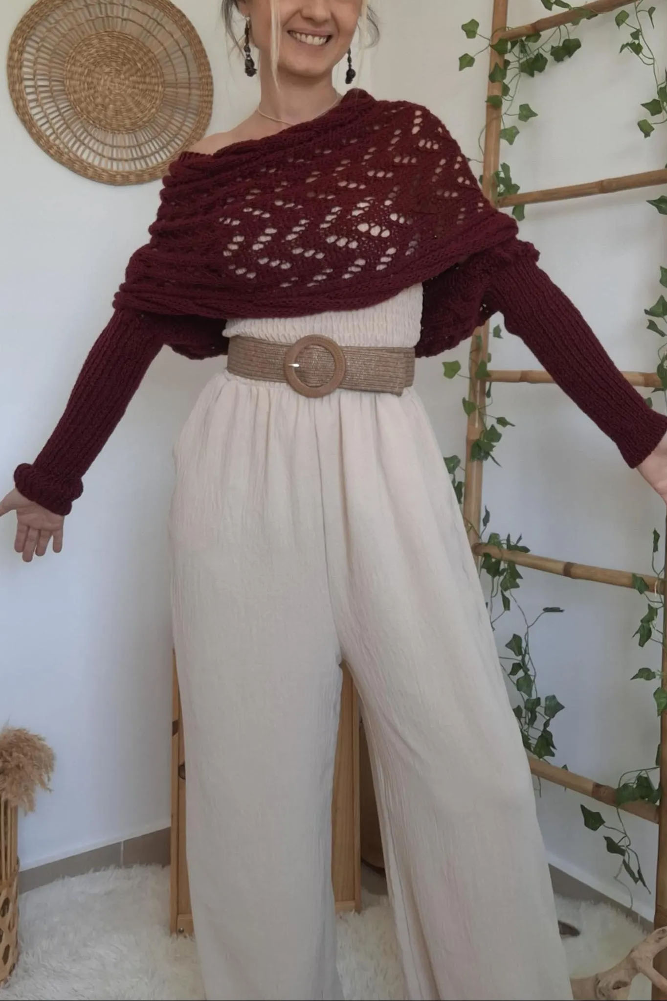 Scarf with Sleeves, Boho Shrug Cardigan, Wrap Sweater Women, Boho Weeding Shawl