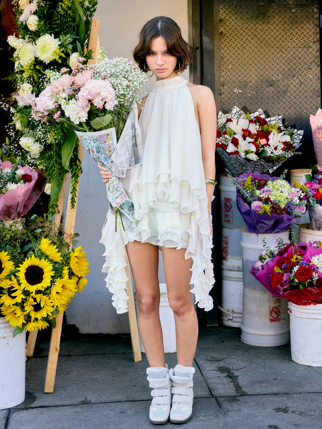 Chiffon Neck Ruffle Top