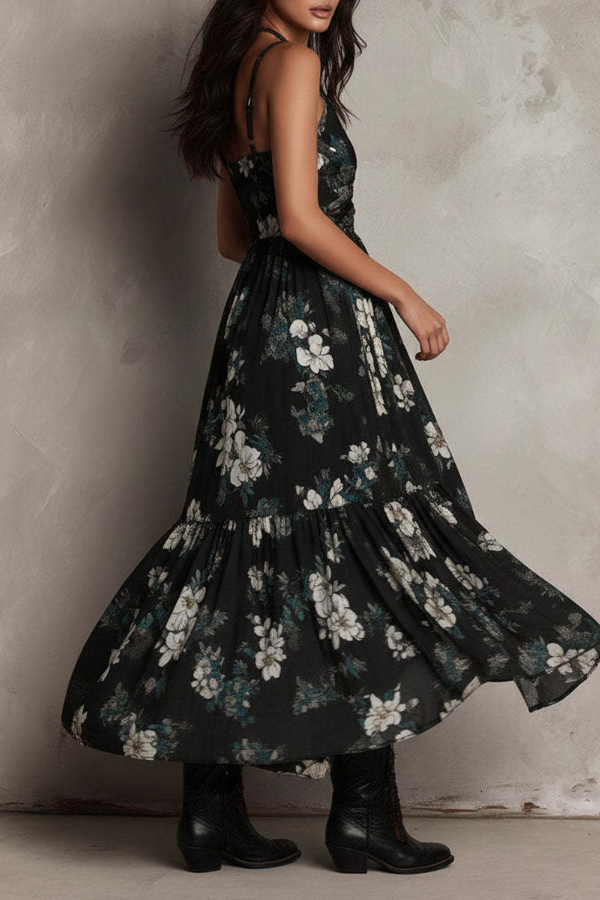 Women's Fashion Retro Printed Temperament Dress