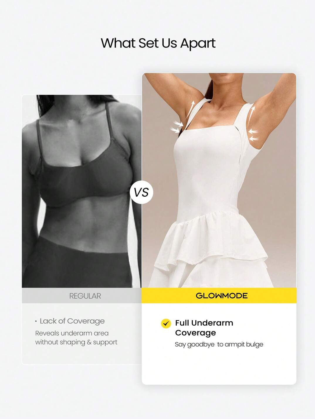 Soft Quick-Dry Removable Cups Built-In Shorts Side Pockets Squareneck Cutout Back Tiered Tennis Dress 