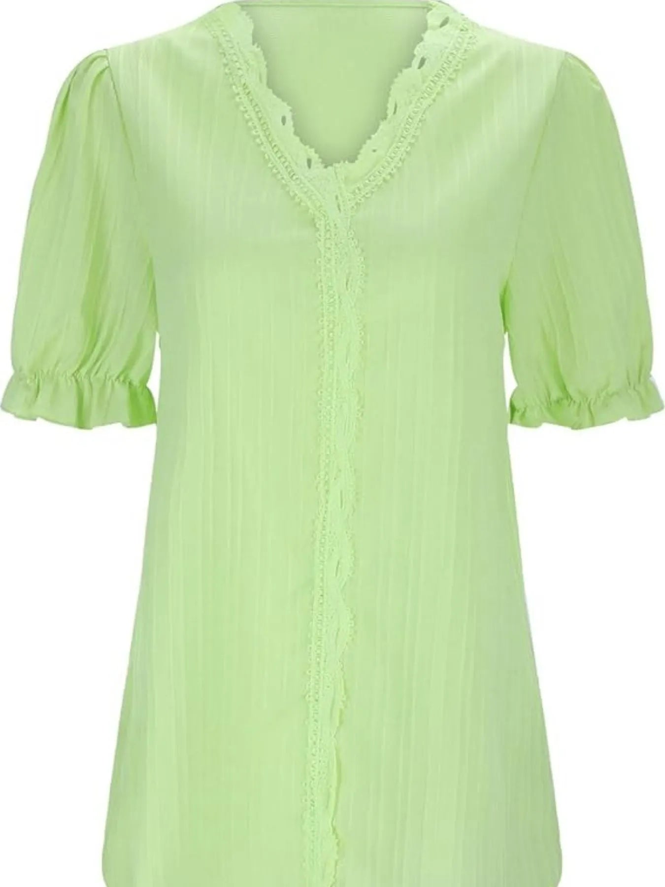 Full Size Lace Detail V-Neck Blouse Plus Size