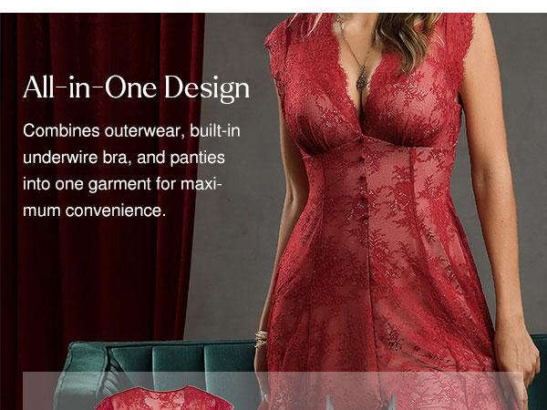 Popilush Shapewear Boho Floral Lace Front Slit Maxi Dress  A-line Silhouette with Smoothing Waist Control & Supportive Bust Design