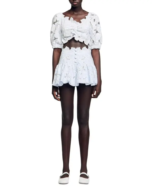 Roseraie Embroidered Cutout skirt set