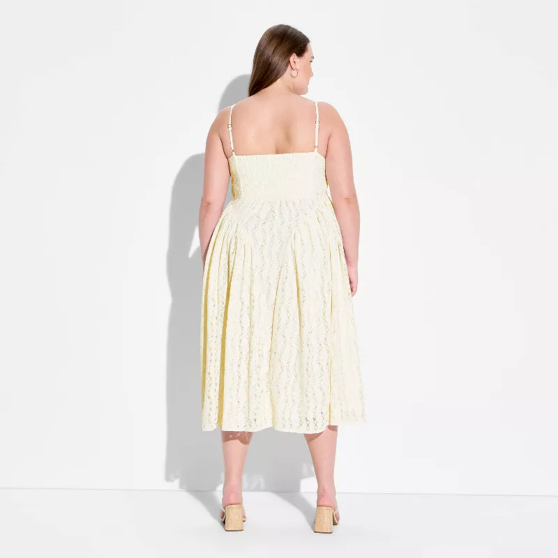 Vintage Cream Lace Midi Dress