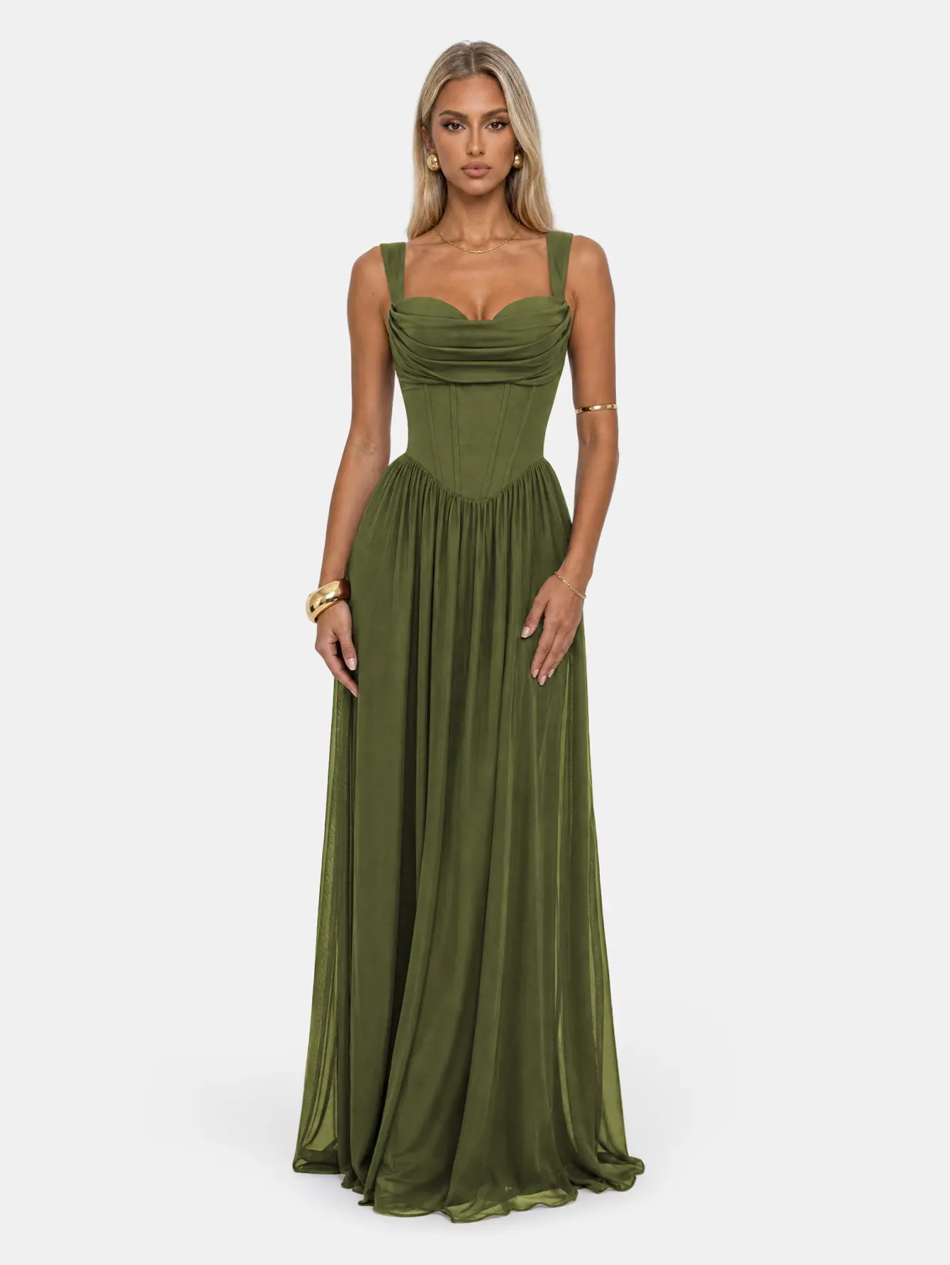 Women Bodycon Faux-Corset Formal Maxi Dress 