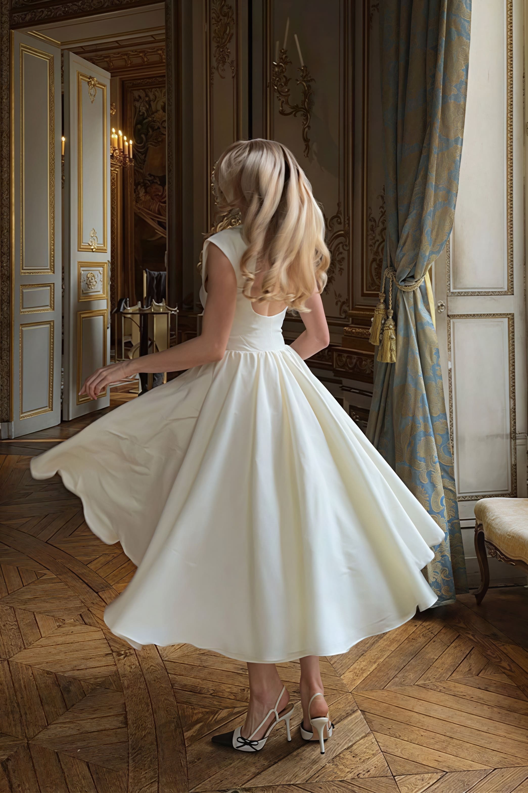 Minimalist Solid Backless Swing Midi Dress