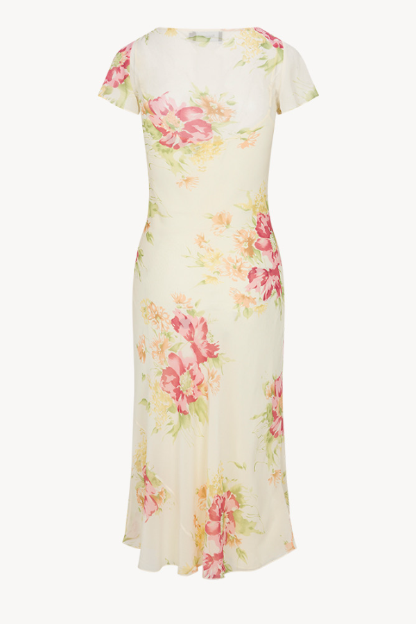 Sheer Crepe Tea-length Dress