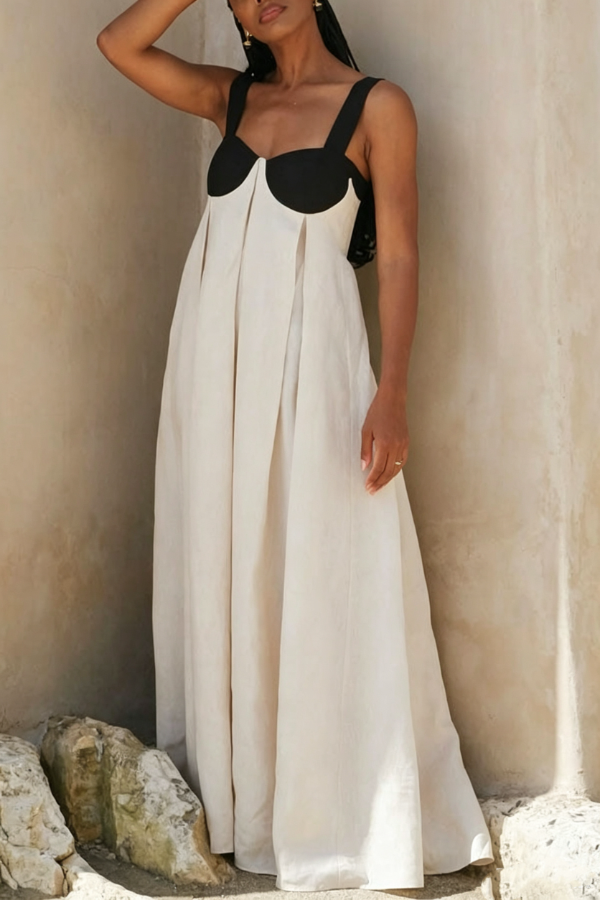 Women's Colorblock Loose Maxi Dress