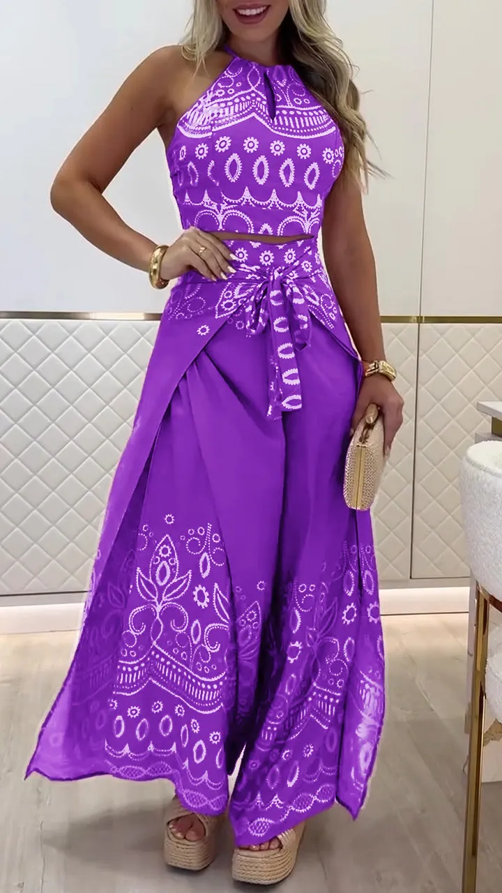 Women's Printed Holiday Casual Set