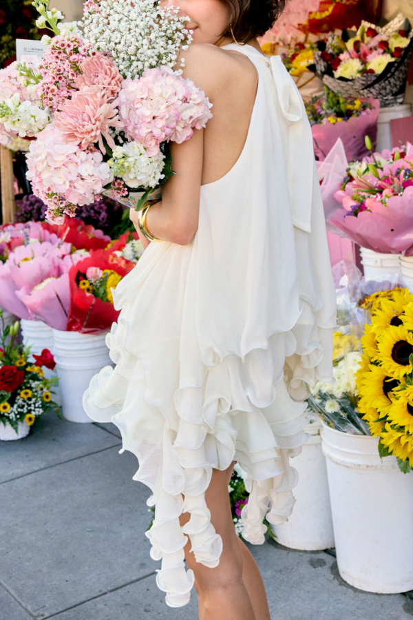 Chiffon Neck Ruffle Top