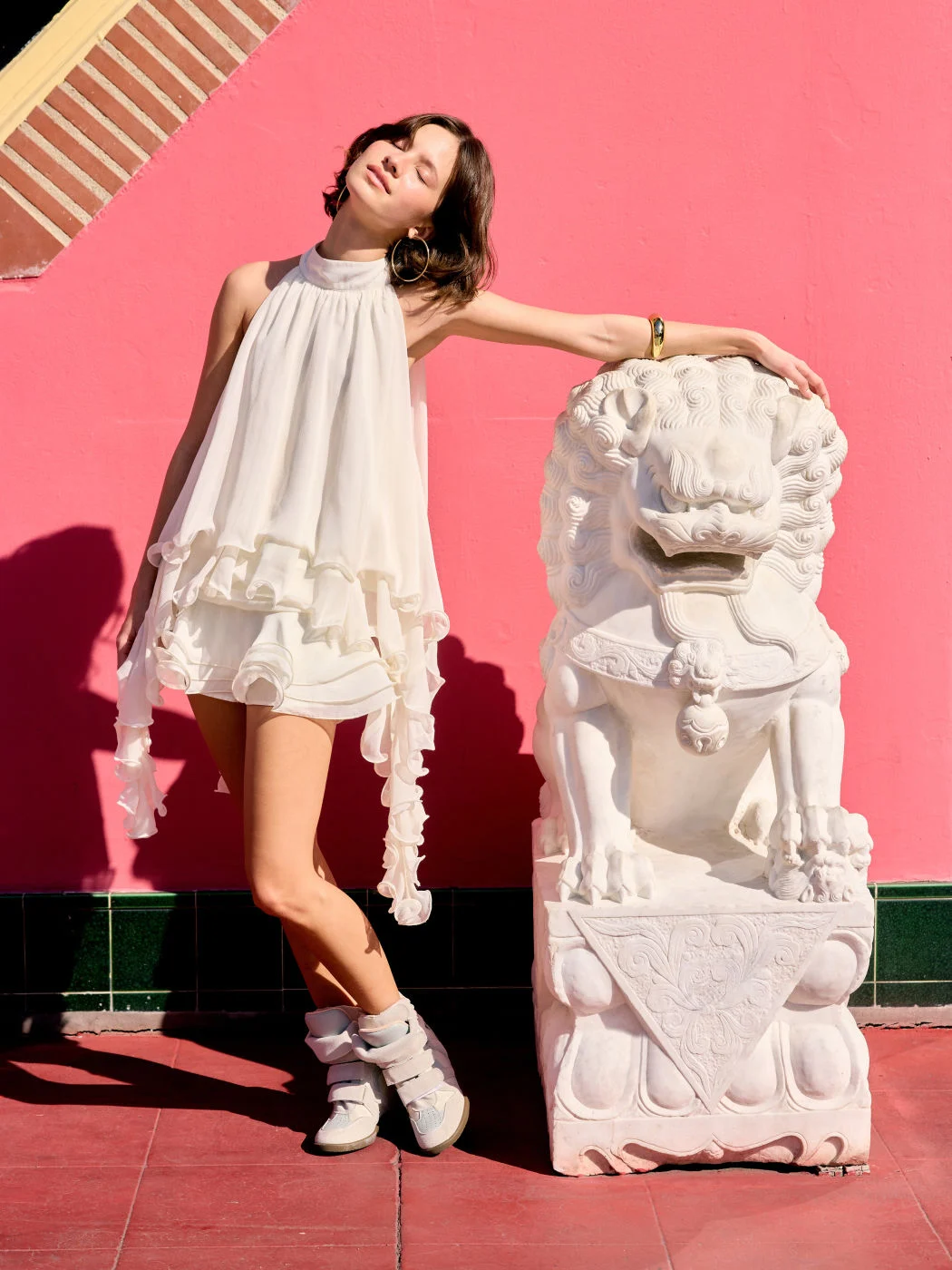Chiffon Low-rise Ruffled Flounce Skirt-pants