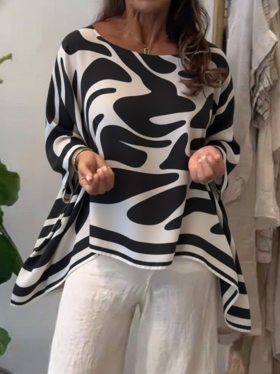 Loose-fitting Casual Printed Chiffon Top