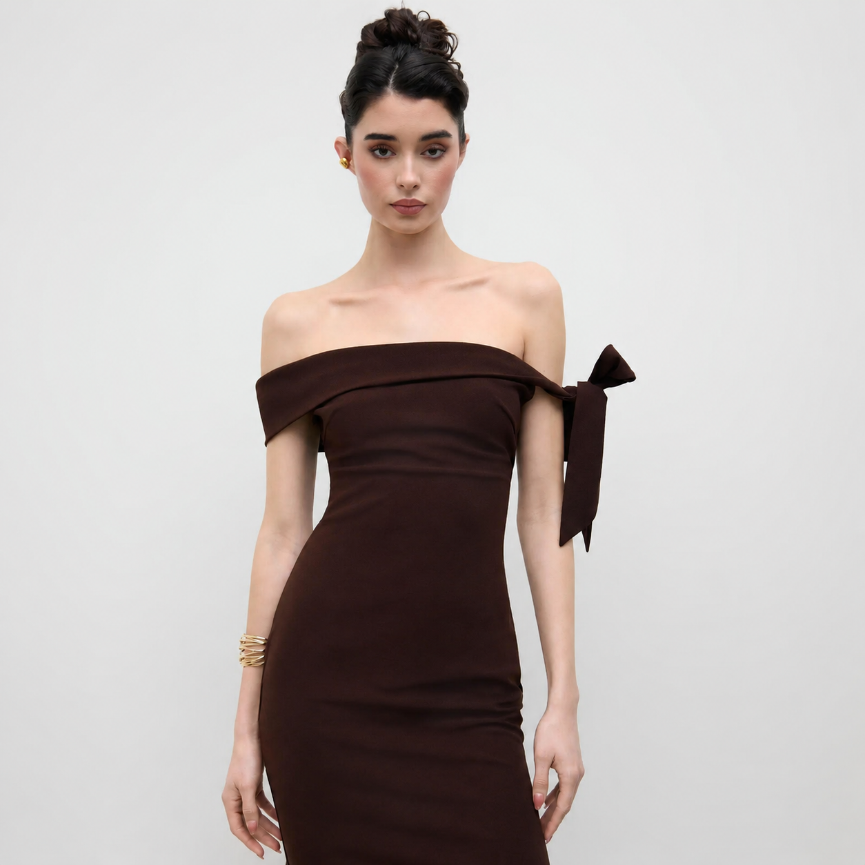Off-shoulder Asymmetrical Bowknot Mermaid Maxi Dress
