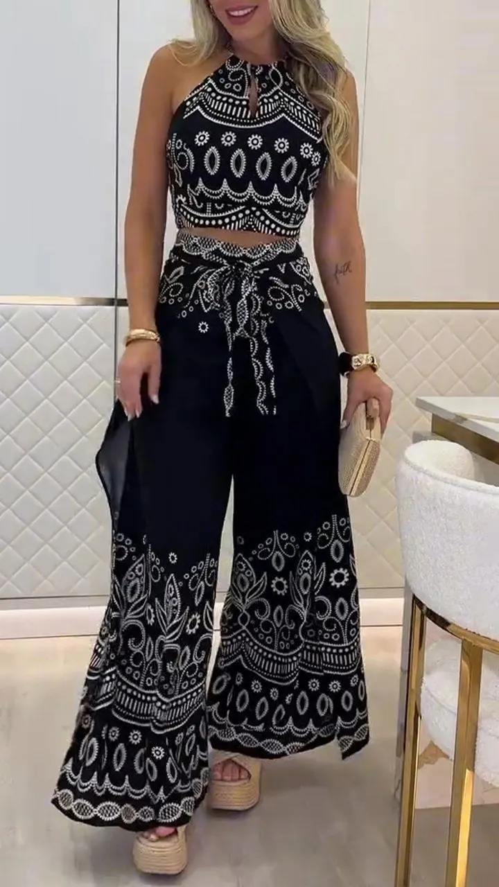 Women's Printed Holiday Casual Set