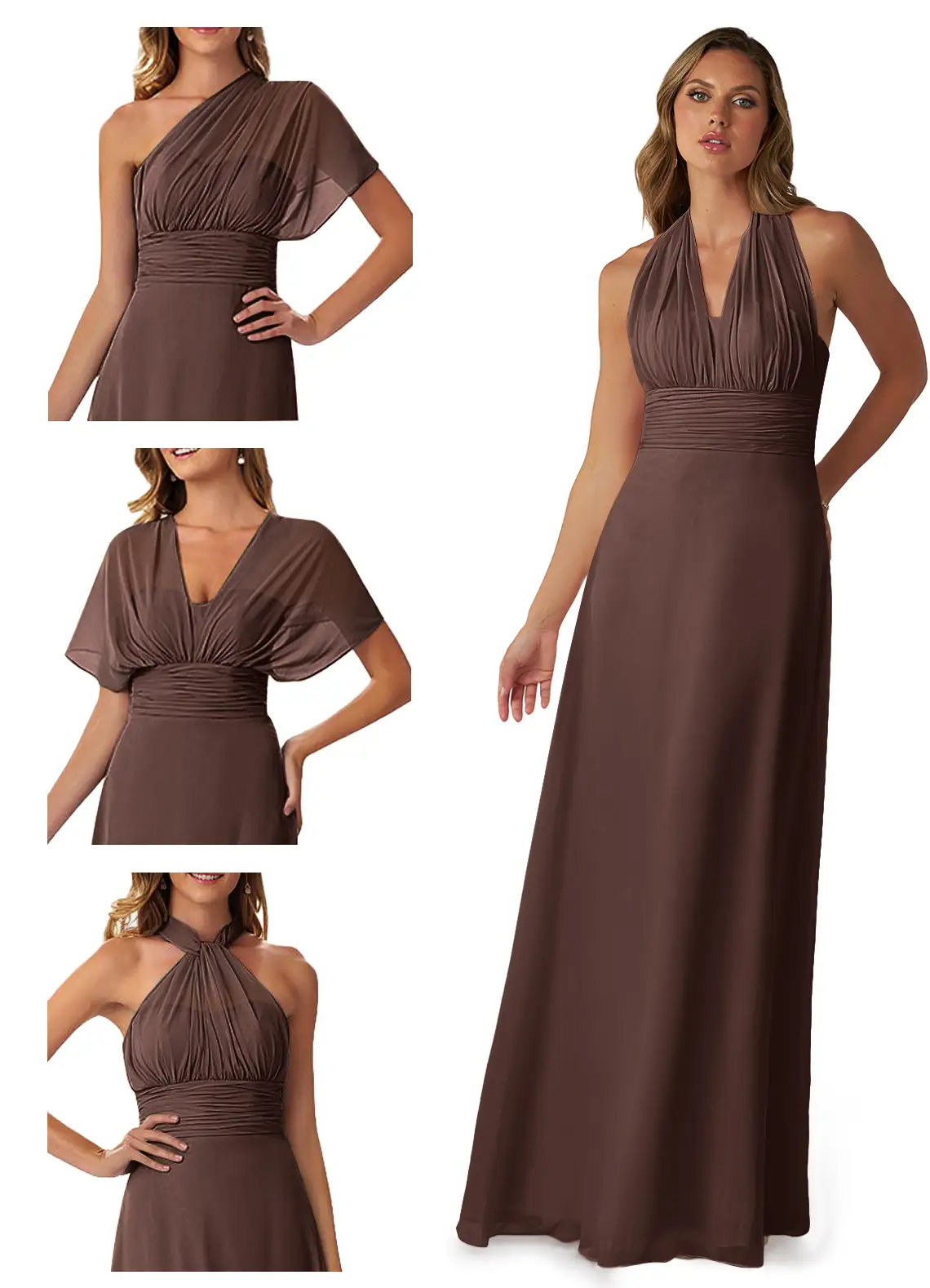 A-Line Strapless Chiffon Convertible Dress