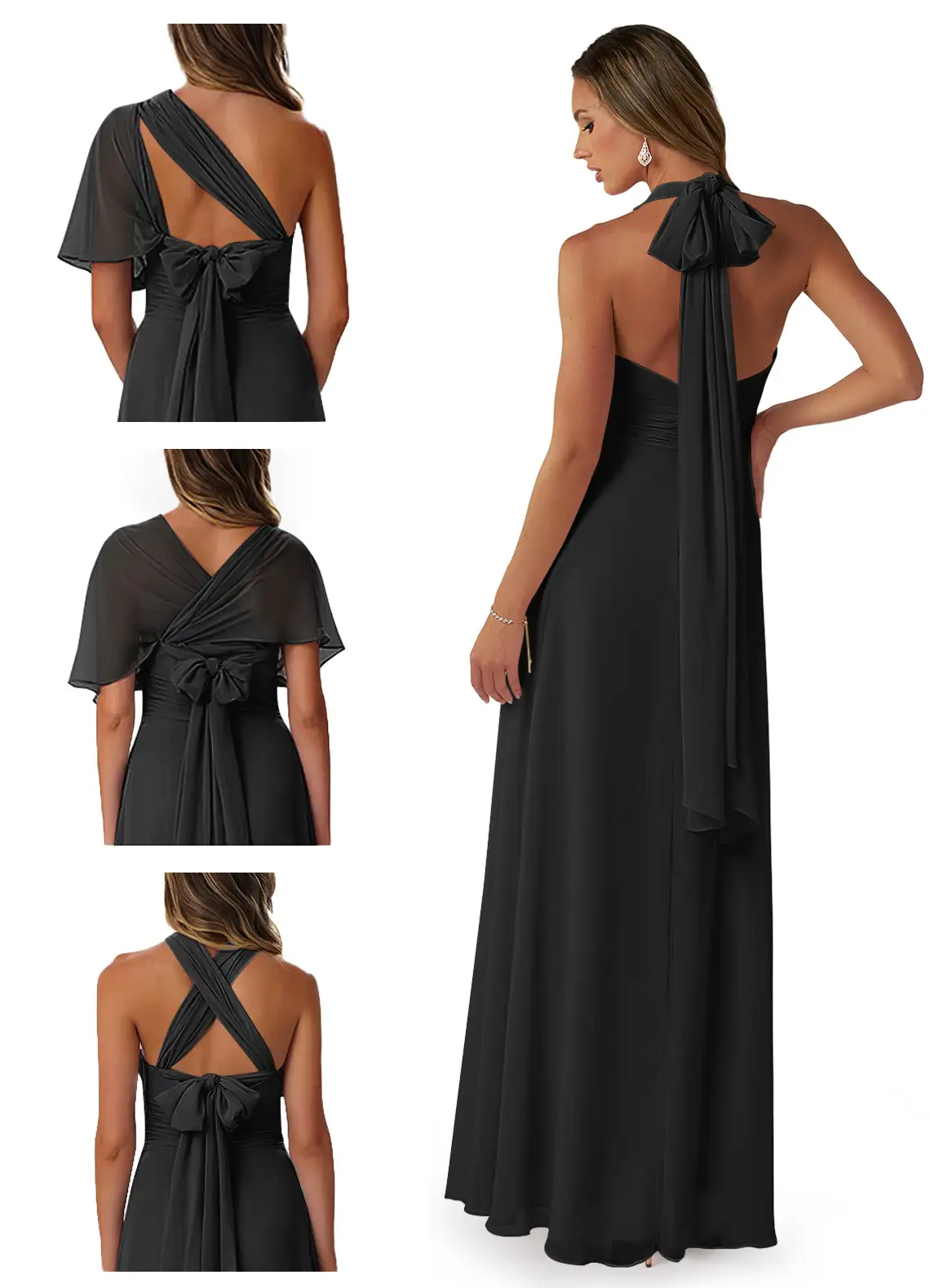 A-Line Strapless Chiffon Convertible Dress