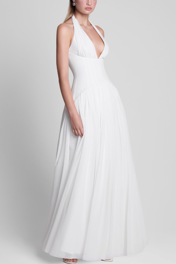 Shawl-style Fitted Long Dress