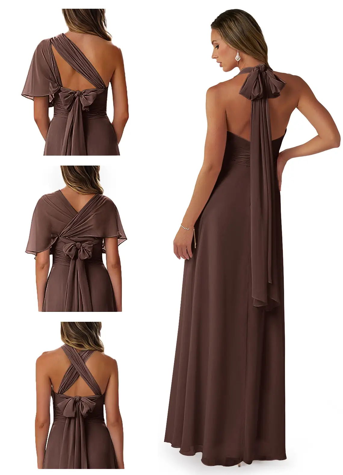 A-Line Strapless Chiffon Convertible Dress