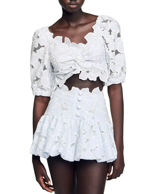 Roseraie Embroidered Cutout skirt set