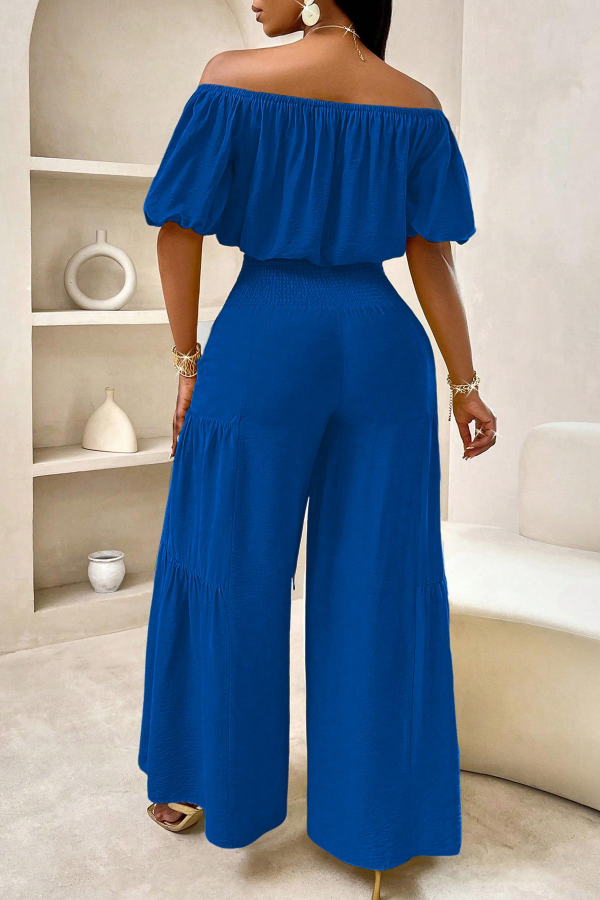 Women's Solid Color Top Wide Leg Pants Set