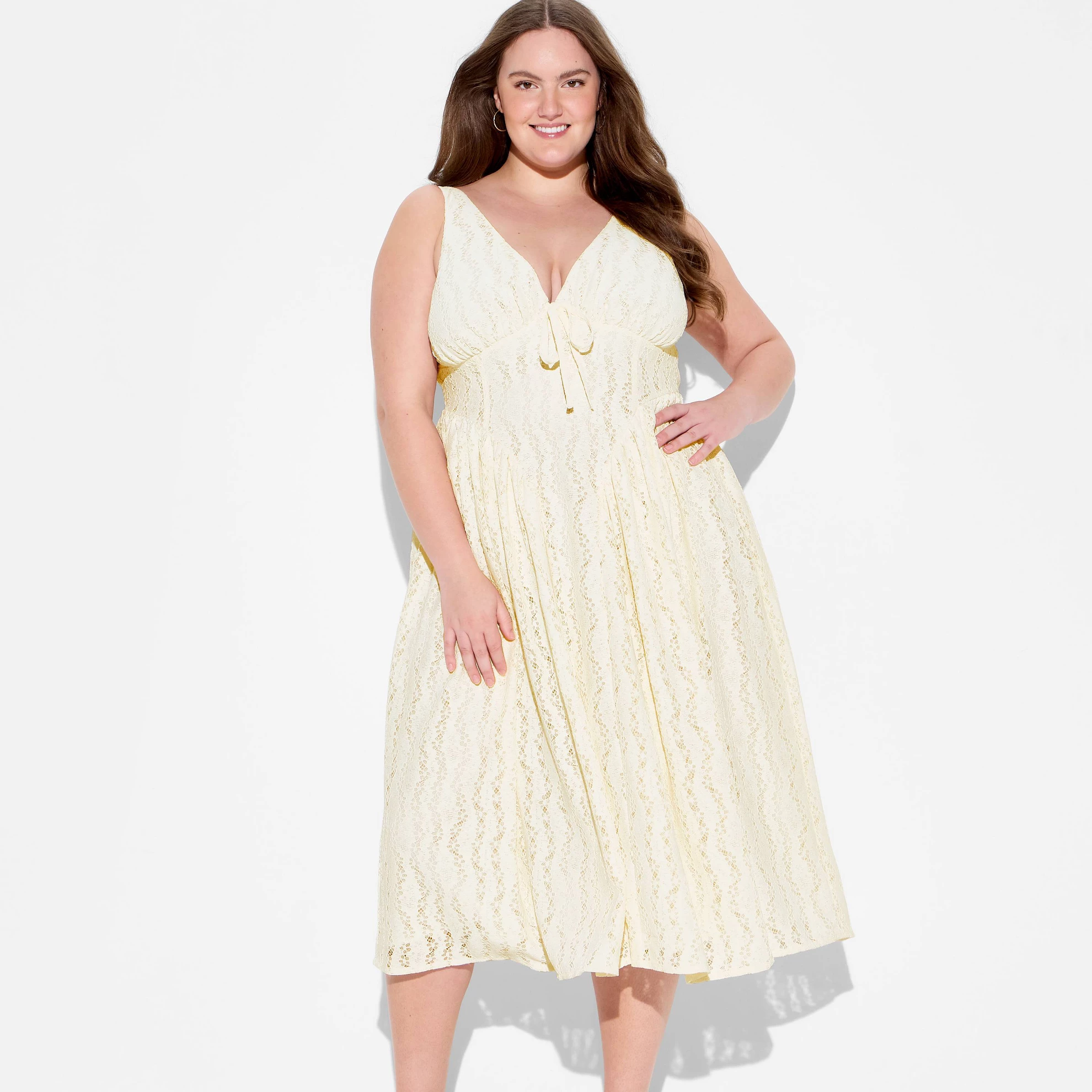 Vintage Cream Lace Midi Dress
