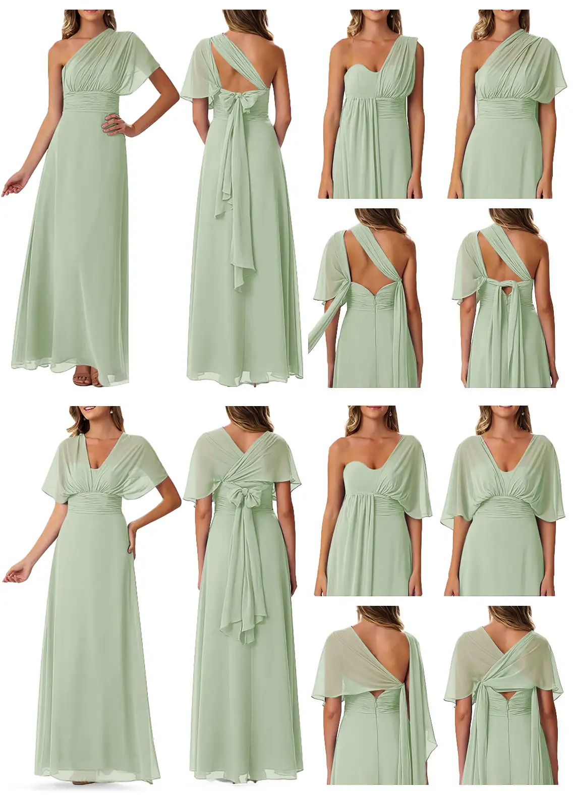 A-Line Strapless Chiffon Convertible Dress