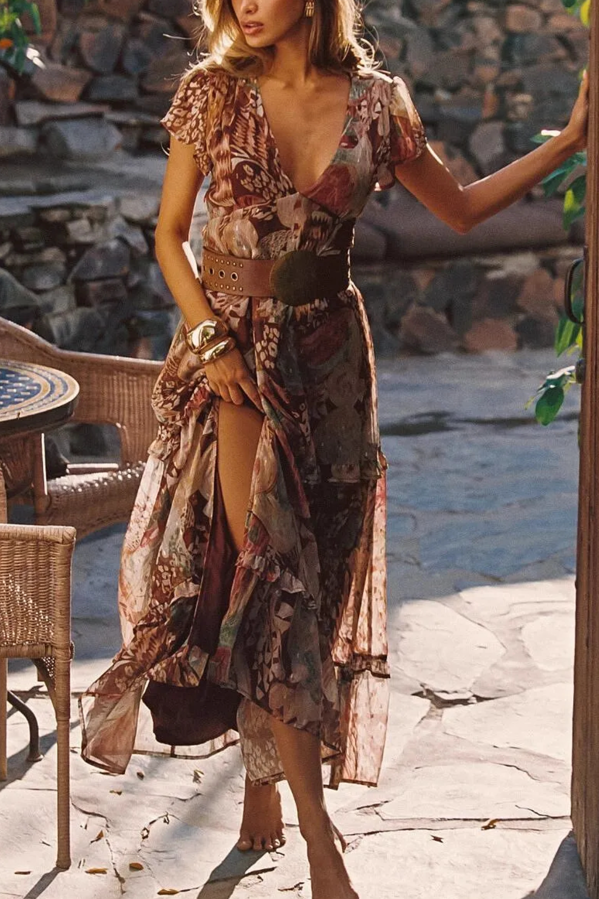 Sundance Rust Multi Printed Maxi Dress