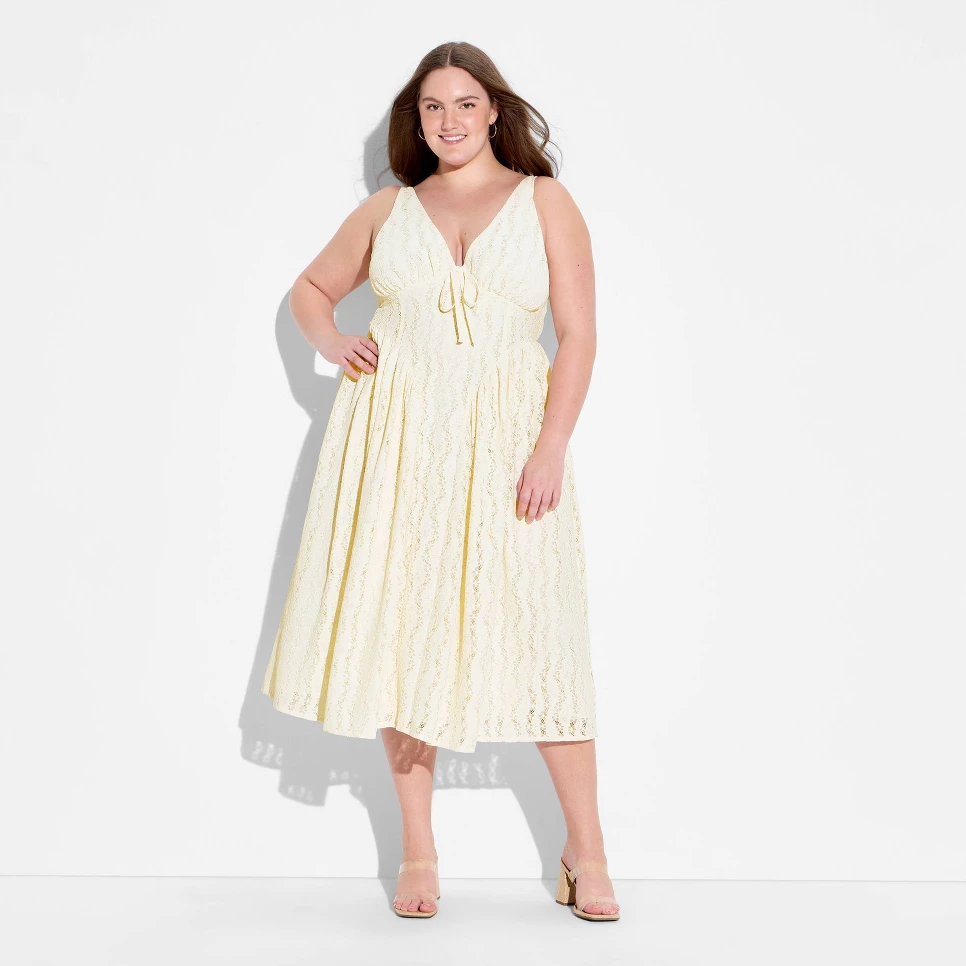 Vintage Cream Lace Midi Dress