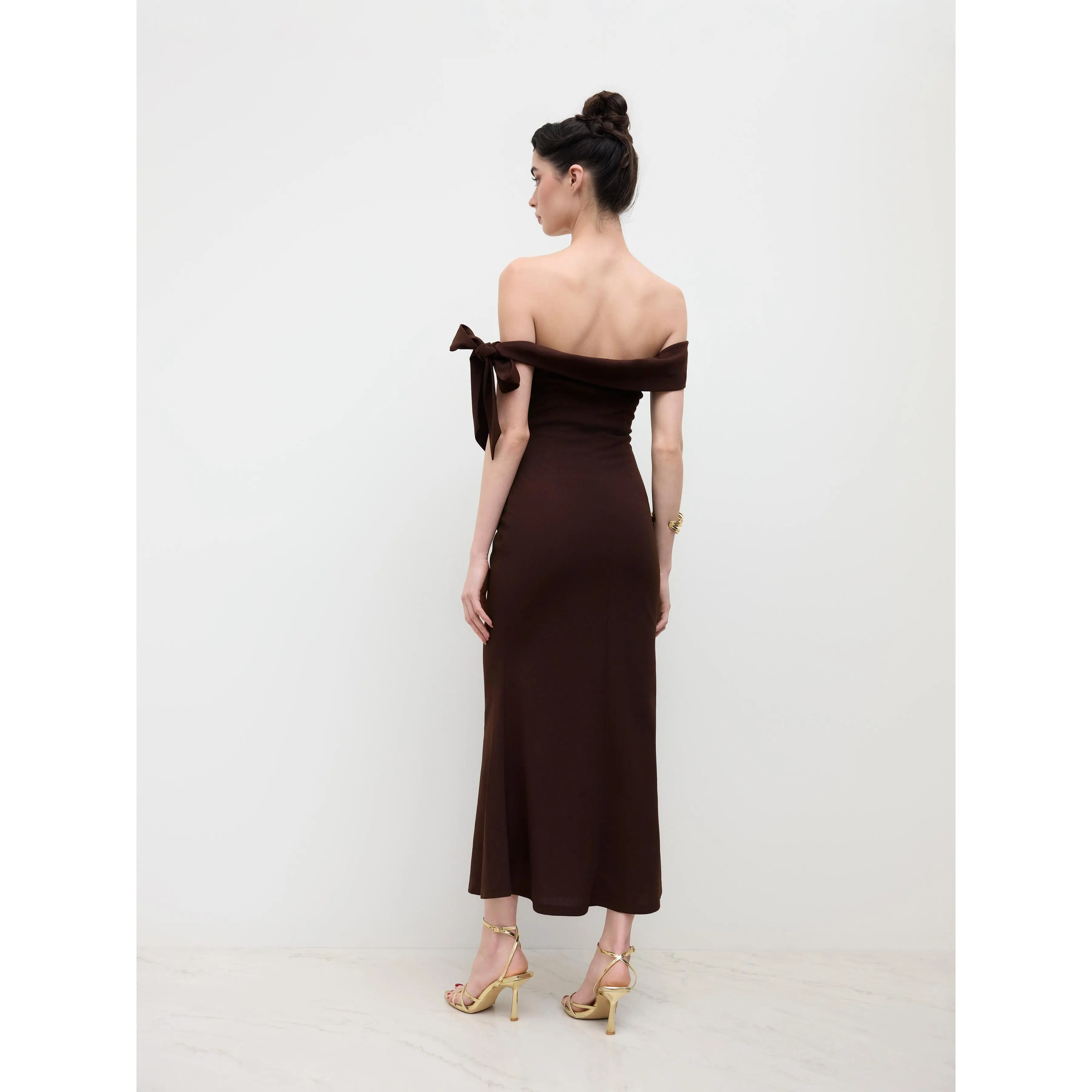 Off-shoulder Asymmetrical Bowknot Mermaid Maxi Dress