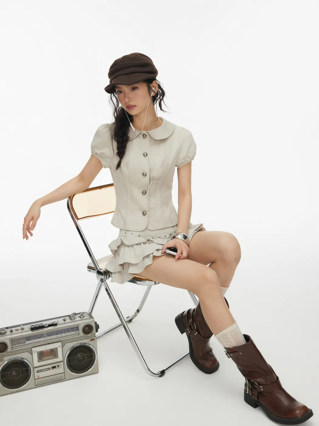 Low-Rise Ruffle Mini Culottes