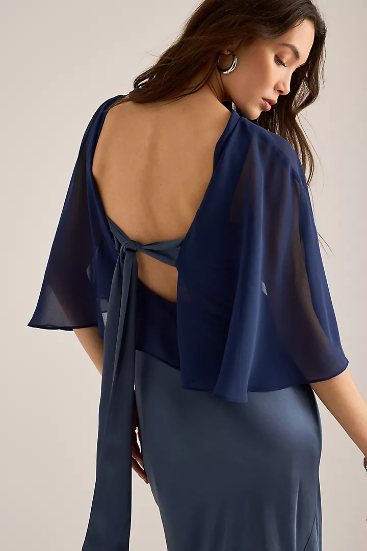 Shawl-style Satin Midi Dress