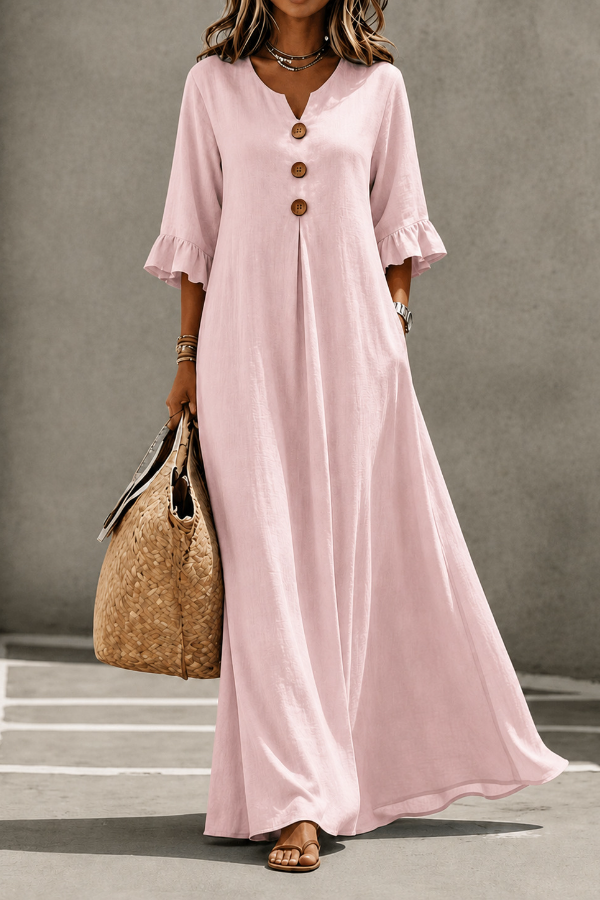 Elegant Ruffle V-Neck Dress