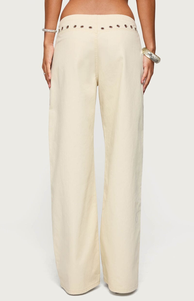 Edikted Grommet Tie Waist Low Rise Jeans