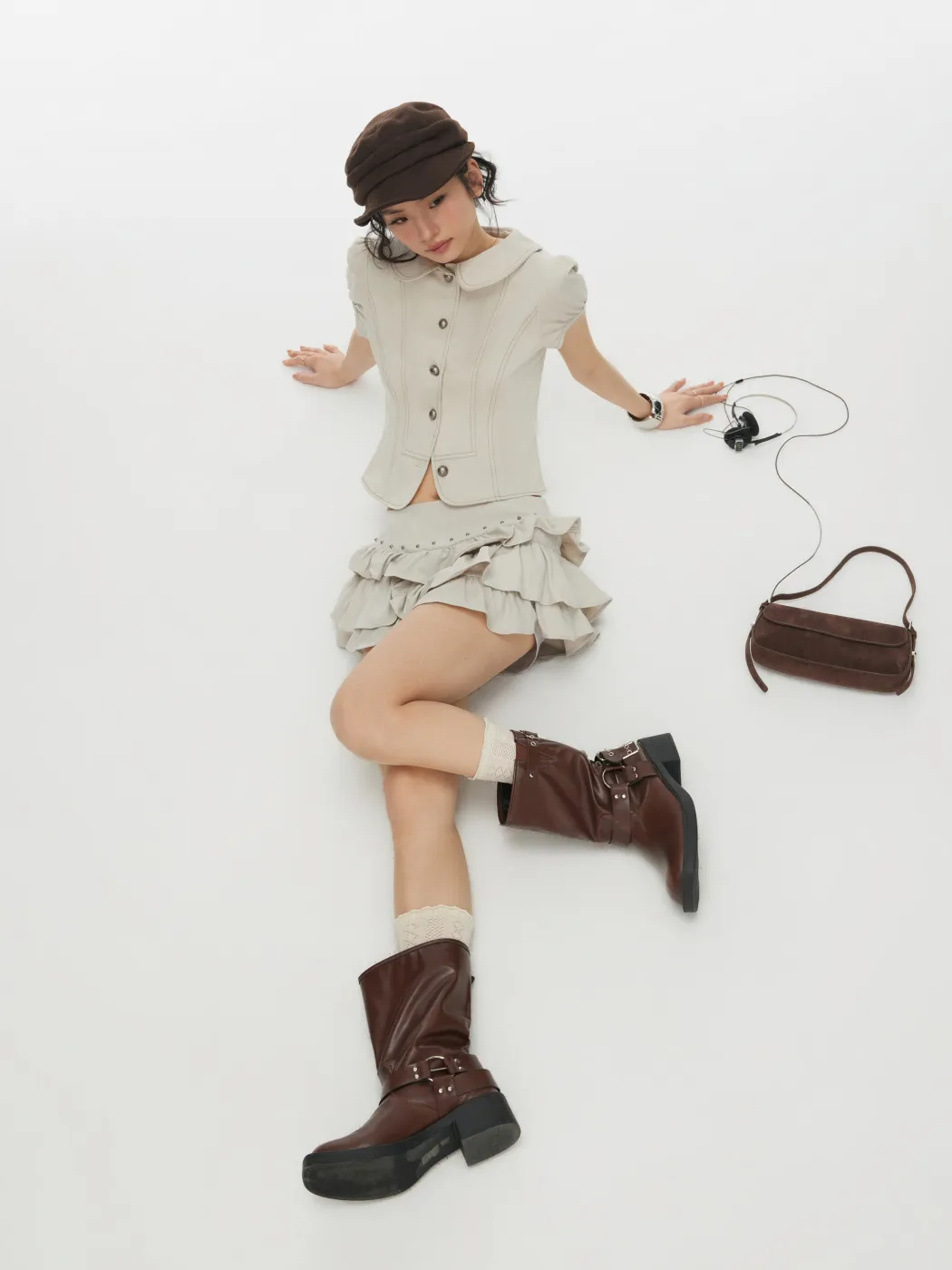 Low-Rise Ruffle Mini Culottes