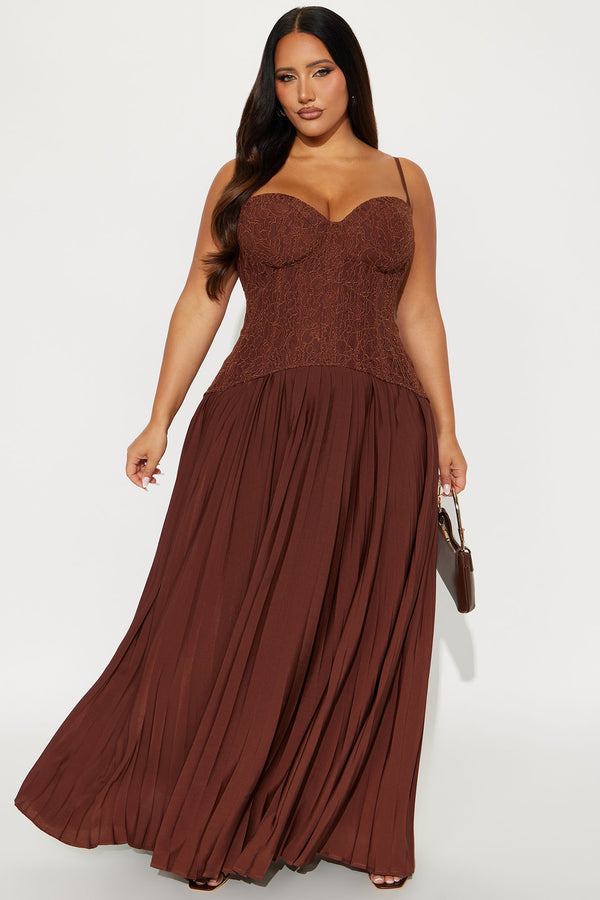 Daniella Lace Corset Pleated Maxi Dress