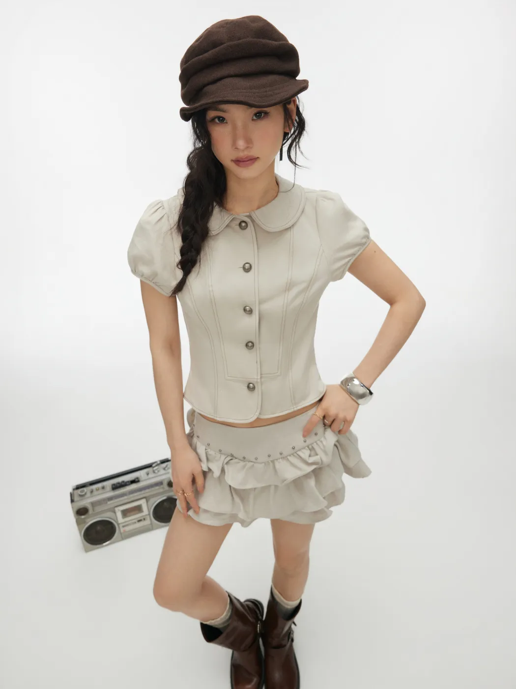 Low-Rise Ruffle Mini Culottes