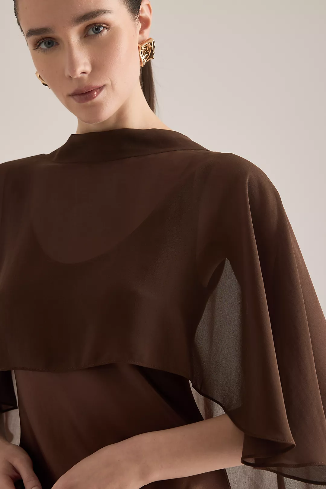 Shawl-style Satin Midi Dress