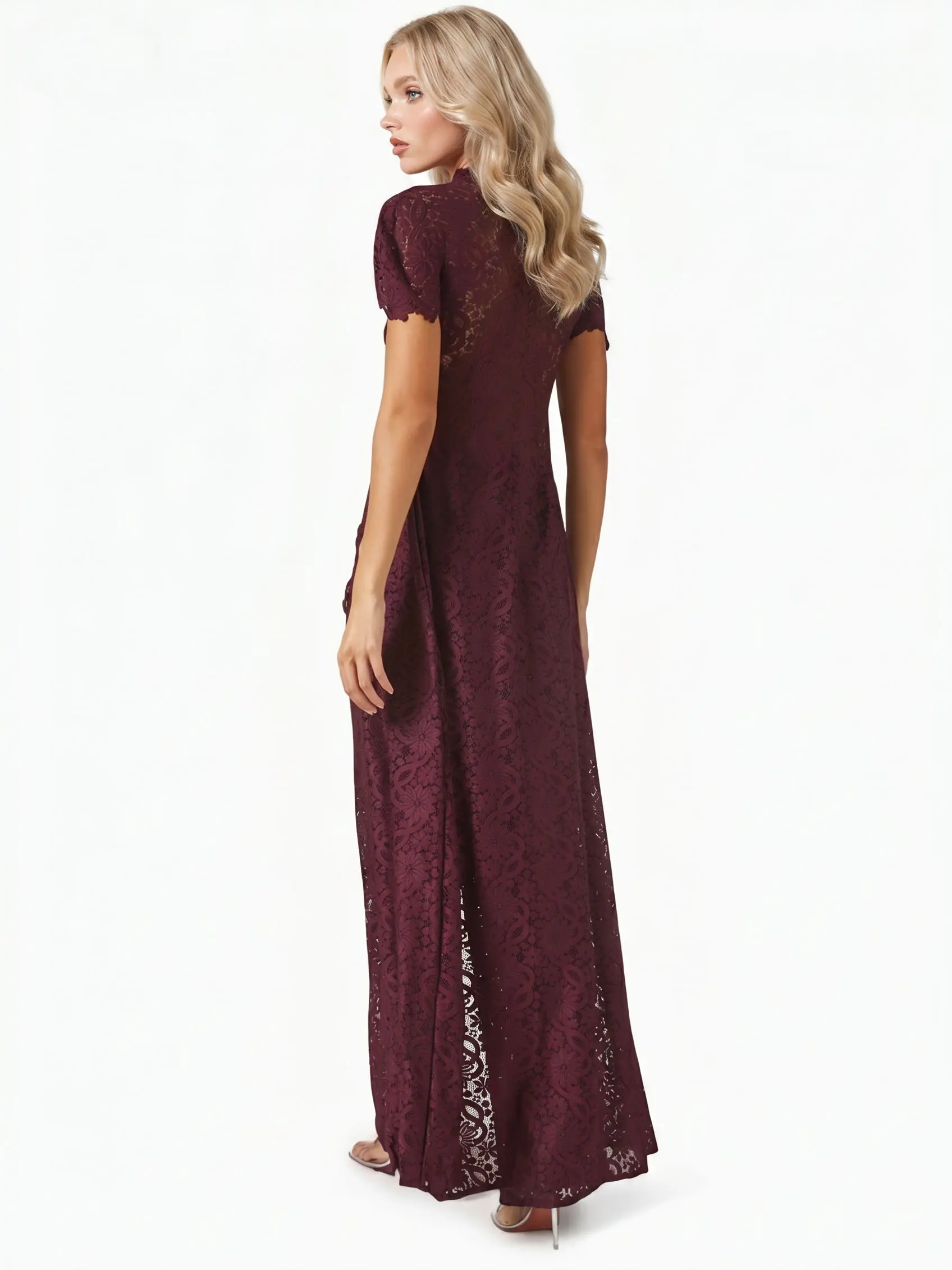 Lace Long-sleeved Top And Wide-leg Pants Set