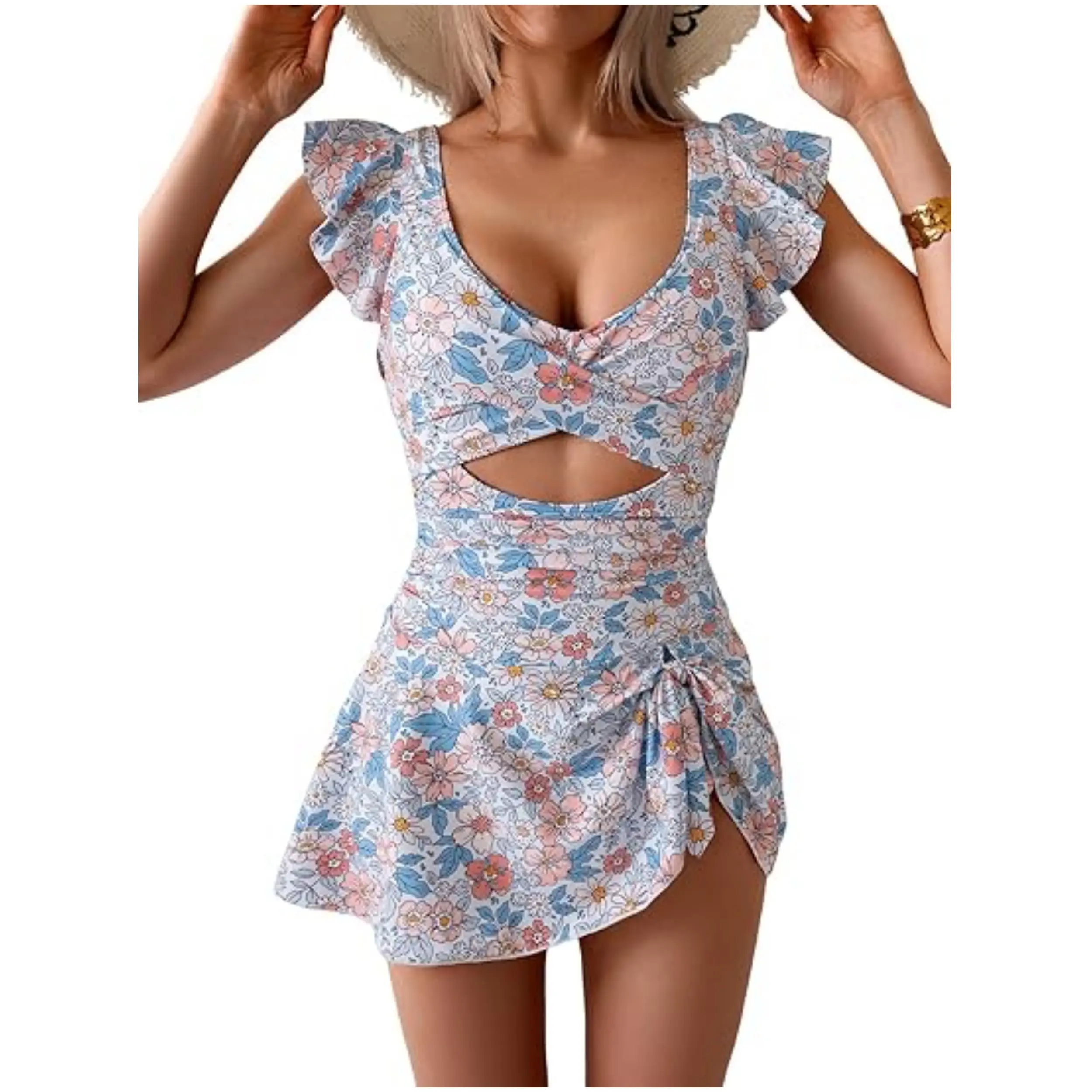 Floral Ruffle Swim Dress