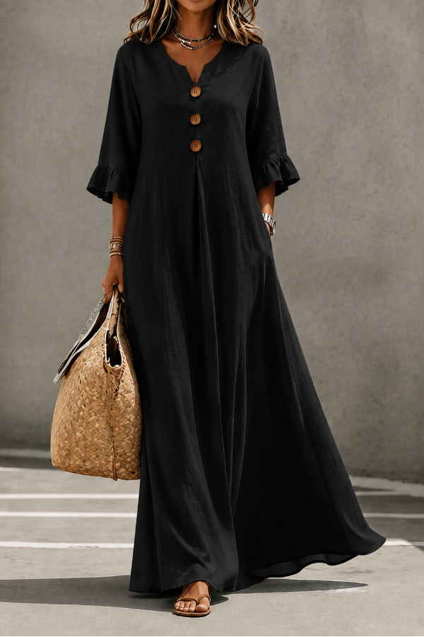 Elegant Ruffle V-Neck Dress