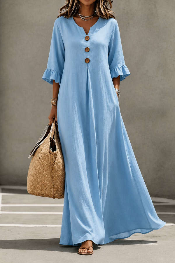 Elegant Ruffle V-Neck Dress