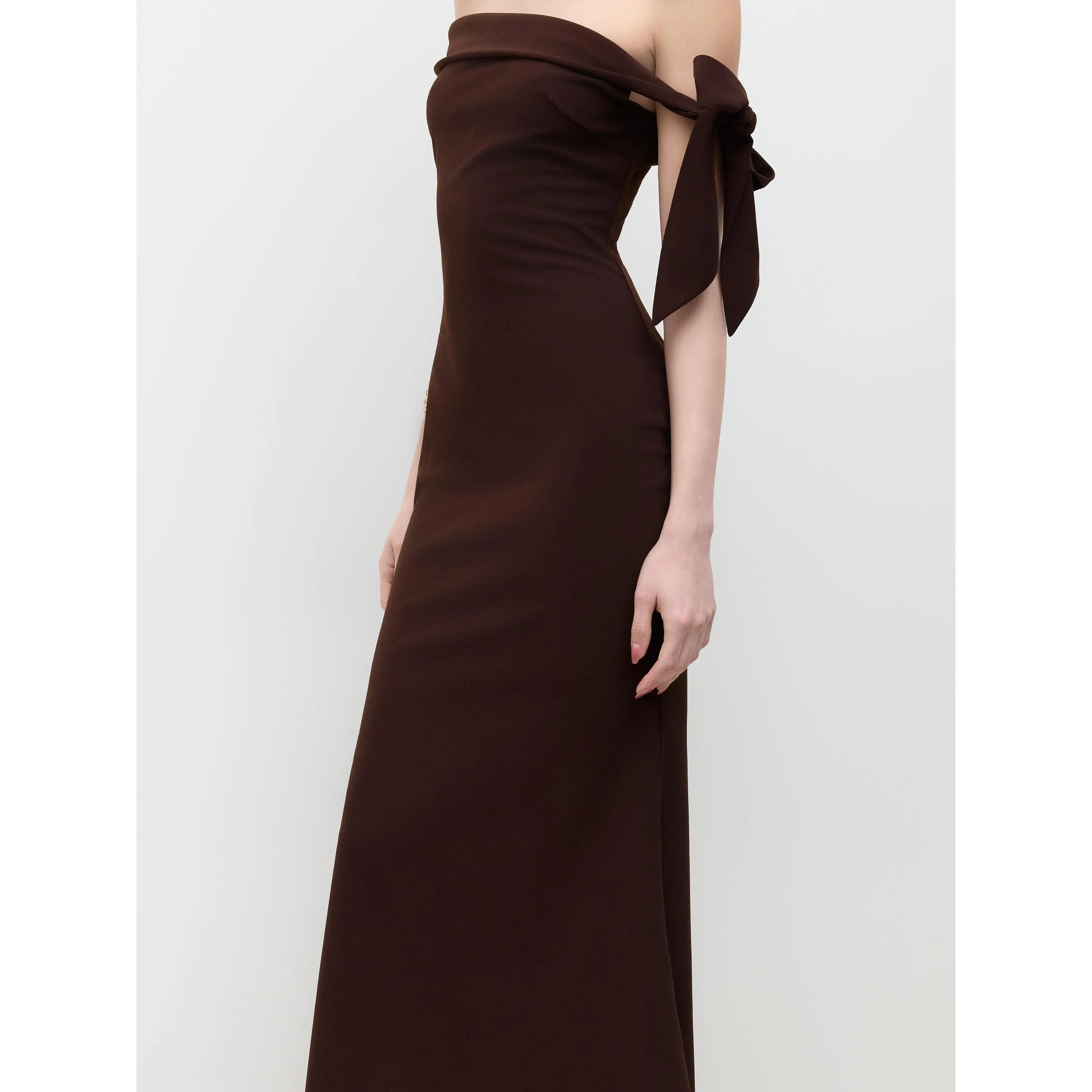 Off-shoulder Asymmetrical Bowknot Mermaid Maxi Dress