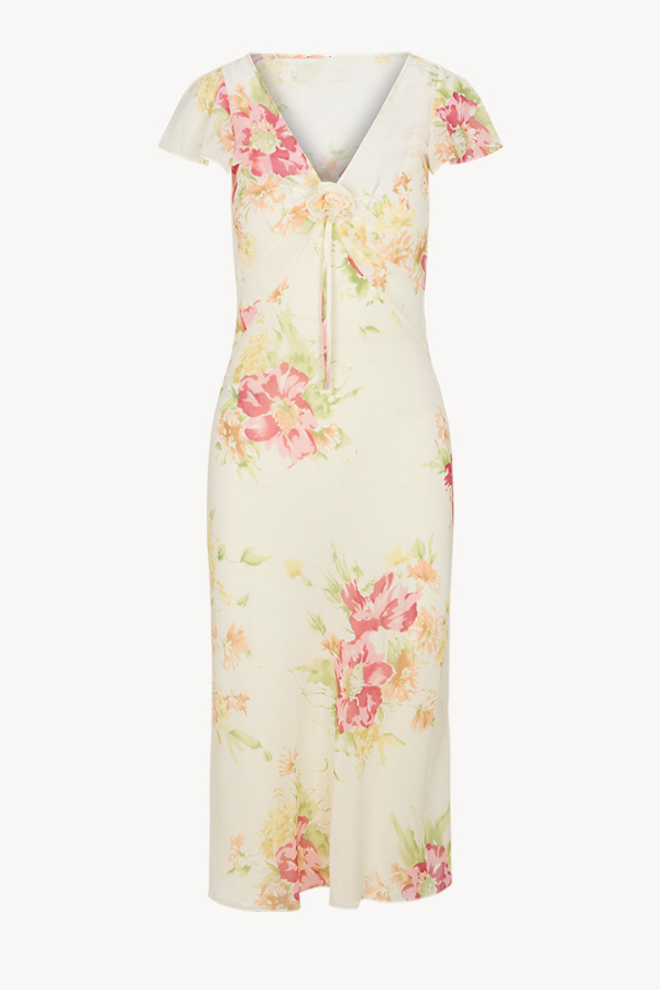 Sheer Crepe Tea-length Dress