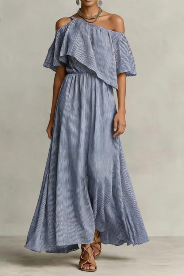 Coastal Breeze One-Shoulder Maxi Dress
