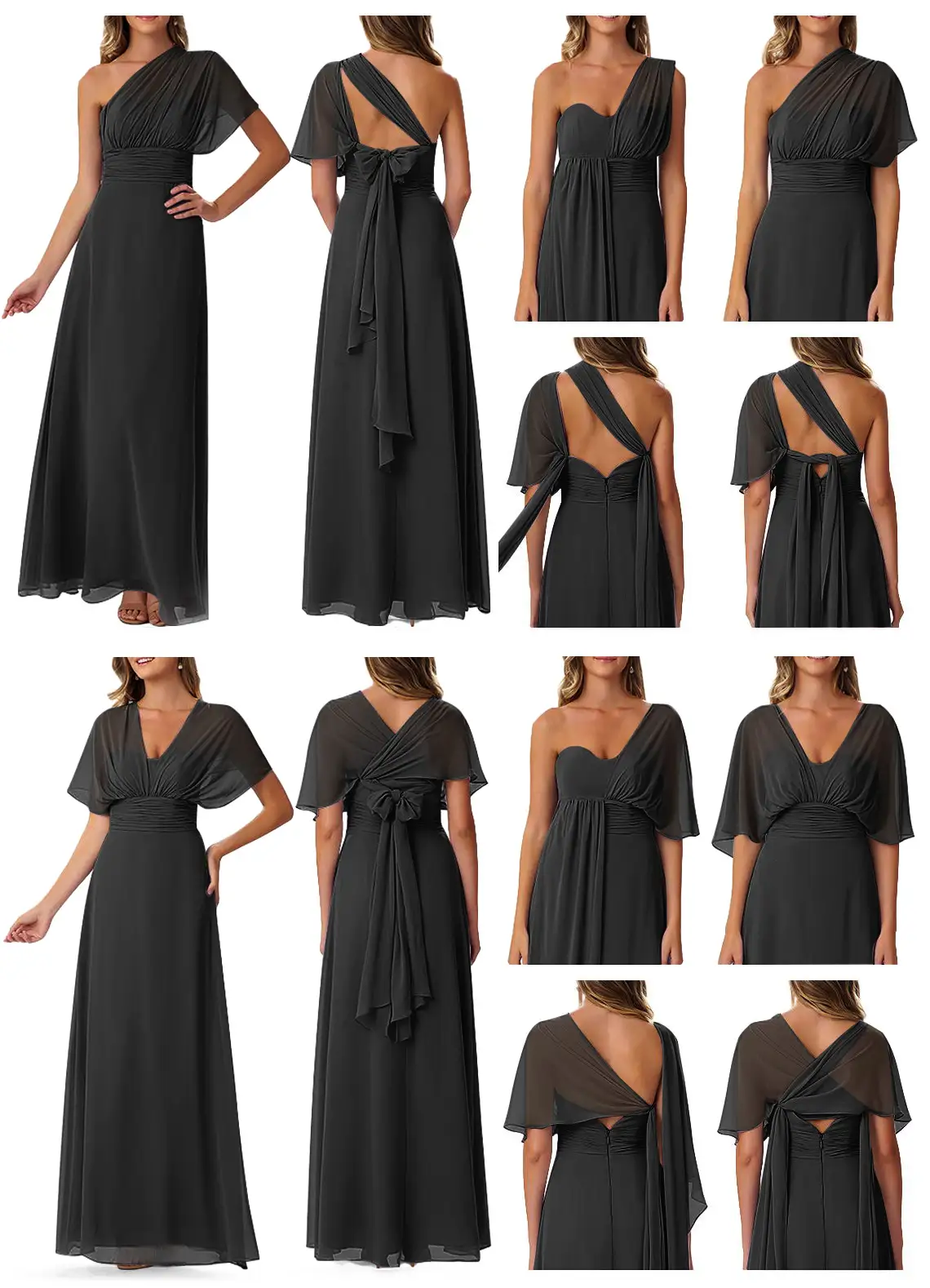 A-Line Strapless Chiffon Convertible Dress