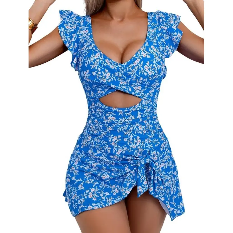 Floral Ruffle Swim Dress