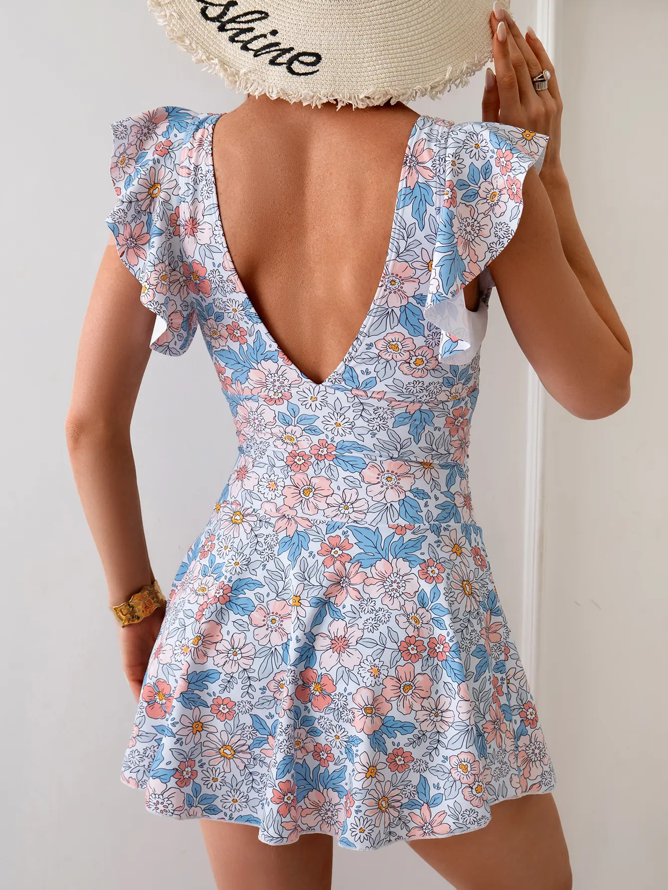 Floral Ruffle Swim Dress