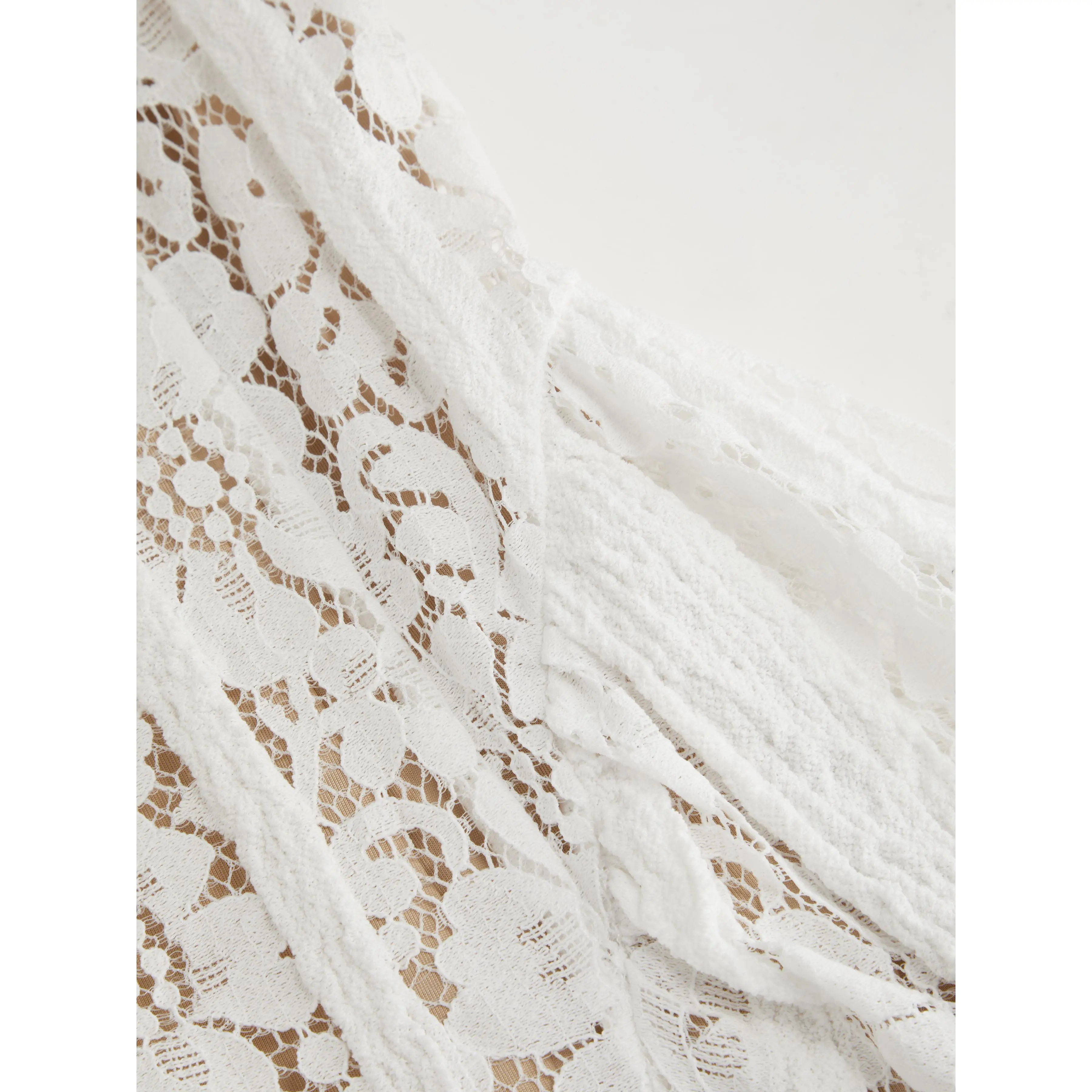 Lace Off-Shoulder Knotted Flared Maxi Dress