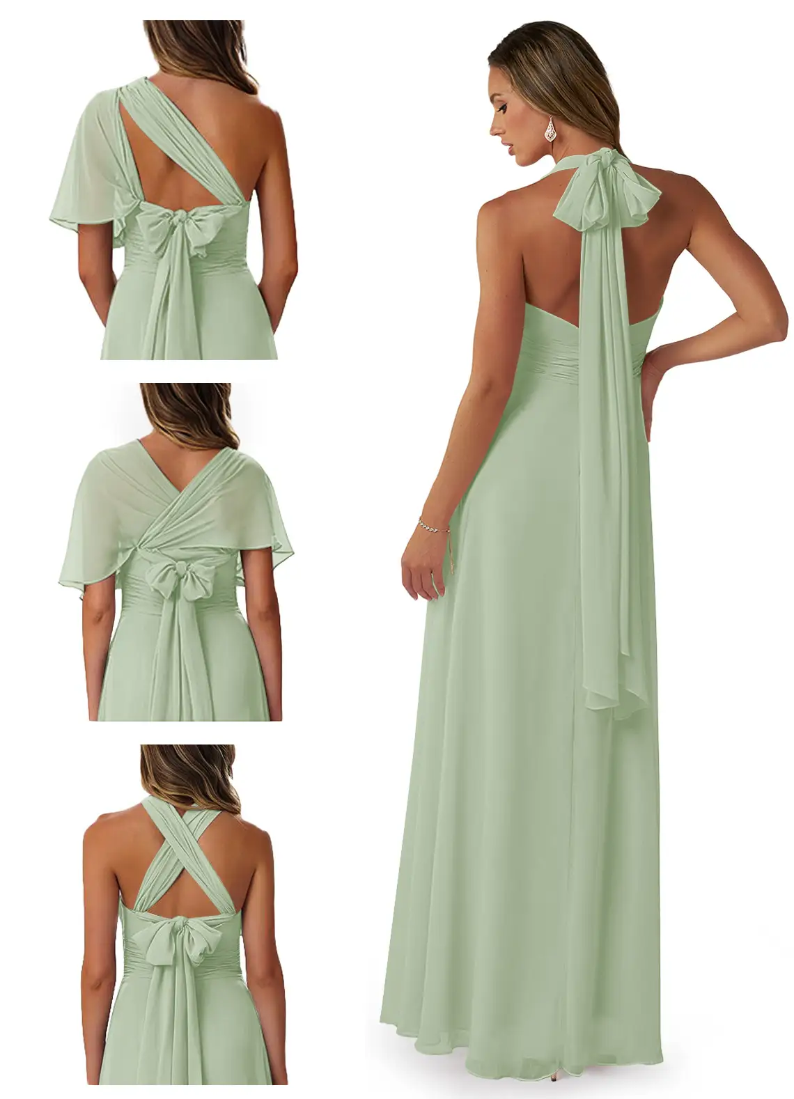 A-Line Strapless Chiffon Convertible Dress