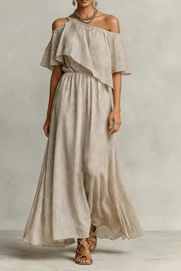 Coastal Breeze One-Shoulder Maxi Dress